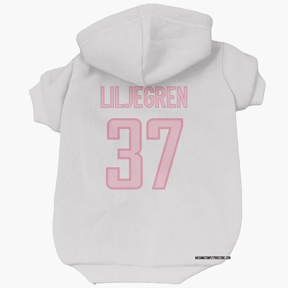 Washington Capitals Timothy Liljegren White Pink Pet Hoodie for Dog & Cat